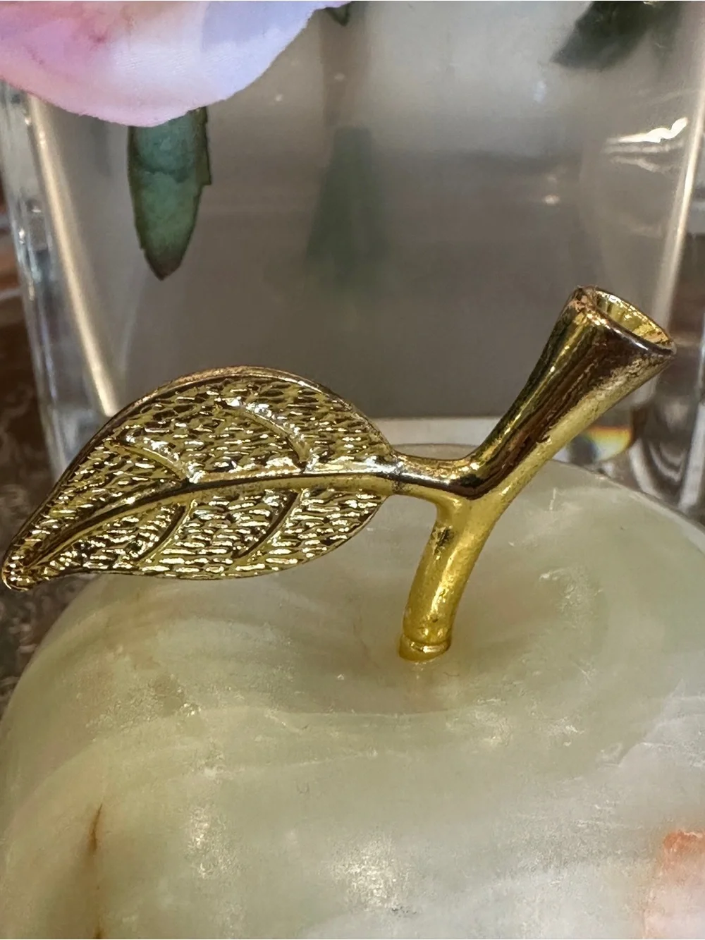Marble Apple clock-paperweight